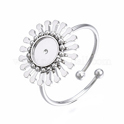 Cabochon per anello a polsino aperto in acciaio inossidabile 304 anti-ossidazione&nbsp;LS-STAS-T060-14P