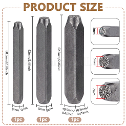 3 шт. 3 стиля штампов из стали и кожи AJEW-BC0008-98A
