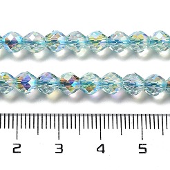 電気メッキガラスビーズセット  多面カット  双円錐形  淡いターコイズ  5.5~6x5mm  穴：1.2mm  約78~79個/連  15.35~15.55''（39~39.5センチメートル）&nbsp;GLAA-A014-02J