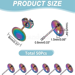 50 шт. ионное покрытие (IP) 304 нержавеющая сталь гвоздики фурнитура для сережек STAS-AR0002-52