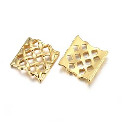 304ステンレススチールフィリグリージョイナー  正方形  ゴールドカラー  14.5x14x3mm  穴：2x2mm  対角：19.5x19.5x3mm&nbsp;STAS-O110-23G