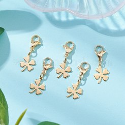 クローバー 304 ステンレススチールペンダント装飾  バッグの飾り用のロブスター クロー クラスプ チャーム  ゴールドカラー  24mm&nbsp;HJEW-JM02741-01