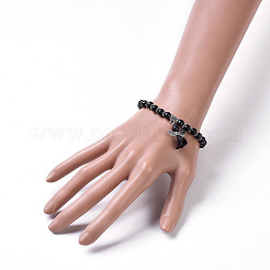 Braccialetti elasticizzati con perline turchesi sintetiche tinte (tinte).&nbsp;BJEW-JB04222-02
