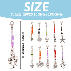 10 шт. 10 стиля подвеска из сплава на тему океана&nbsp;HJEW-TAC0066