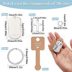 Kit fai da te per realizzare portachiavi rettangolari e a croce in acciaio inossidabile 201&nbsp;DIY-SP0002-27A