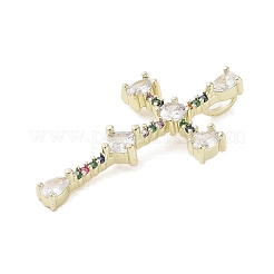 Подвески из настоящей 18-каратной позолоченной латуни с микропаве случайного цвета с кубическим цирконием&nbsp;KK-A209-09G-01