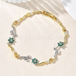 Bracelets à maillons en laiton micro pavé de zircones cubiques pour femmes&nbsp;BJEW-C156-04B-04GP