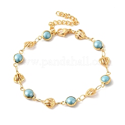 Браслеты из нержавеющей стали 304 со стеклянными звеньями для женщин BJEW-V010-02G