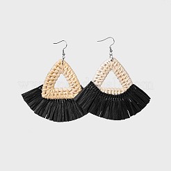 (распродажа фабрики для вечеринок) серьги ручной работы из тростника/ротанга с подвесками&nbsp;EJEW-JE03033-02