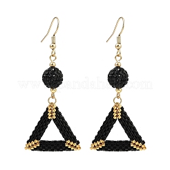 Серьги-подвески из треугольного бисера ручной работы&nbsp;EJEW-MZ00467-02