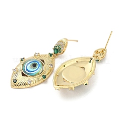 Orecchini a bottone da donna in ottone placcato a cremagliera con micro pavé di zirconi cubici trasparenti&nbsp;EJEW-M260-23G-03
