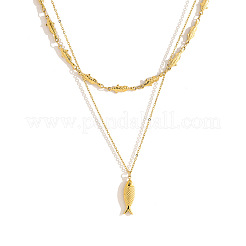 Sommerliche Strand-Halskette mit Fischanhänger aus Edelstahl 304&nbsp;WG2FA6C-01