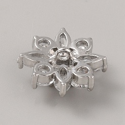 1穴亜鉛合金シャンクボタン  キュービックジルコニア付き  花  プラチナ  15mm  穴：7mm&nbsp;FIND-WH0159-27P
