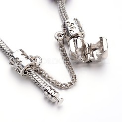 ファッション真鍮製ヨーロピアンブレスレット  ガラスビーズおよび合金ラインストーンビーズと  ミックスカラー  190x3mm&nbsp;BJEW-L583-04