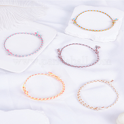 5шт. 5 цветных браслета из плетеного хлопкового шнура макраме.&nbsp;BJEW-LP0004-21