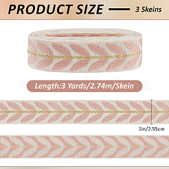 3 ярд полиэстеровых жаккардовых лент с листочками&nbsp;SRIB-WH20020-020E