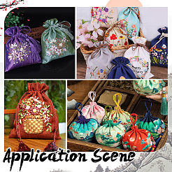 Bolsas de poliéster con cordón y bordado floral 3D en 6 colores&nbsp;ABAG-PH0001-90