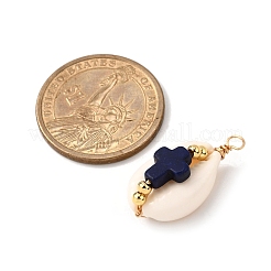 Подвески из окрашенной синтетической бирюзы и натуральной ракушки каури PALLOY-JF04065-01