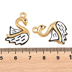 304ステンレスペンダント  白鳥チャーム  エナメル  ゴールドカラー  25.5x17.5x4mm  穴：2mm&nbsp;STAS-D265-06G