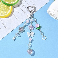 Клубничный акрил и лэмпворк ручной работы и стеклянные подвесные украшения&nbsp;HJEW-YW00119