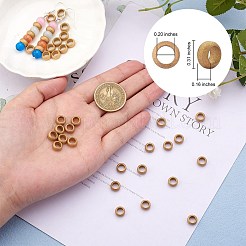 304ステンレススチールビッグホールビーズ  テクスチャ  ロンデル  ゴールドカラー  8x4mm  穴：5mm  50個/箱&nbsp;STAS-SZ0001-85G