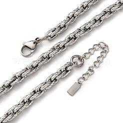 Ожерелья из текстурированной веревочной цепи из нержавеющей стали 304 толщиной 6.5 мм&nbsp;NJEW-T016-17P