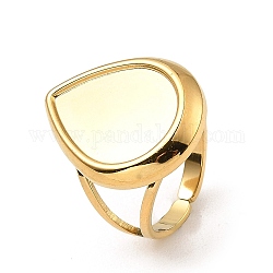 304 offene Manschettenpolster-Ringeinstellungen aus Edelstahl, Träne, echtes 18k vergoldet, uns Größe 6 1/2 (16.9mm), 3~23.5 mm, Fach: 19x14 mm