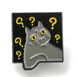 Alfileres de esmalte de gato de dibujos animados, insignia de aleación negra para mujer, cuadrado, 24.6x21.7x1.4mm