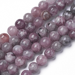 Perles de lépidolite naturelle / mica violet, ronde, 8mm, Trou: 1mm, Environ 51 pcs/chapelet, 15.9 pouce (40.5 cm)