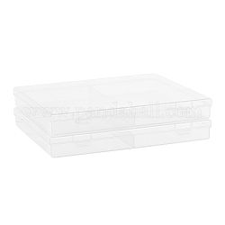 Contenants de perles en plastique, 2 compartiments, rectangle, clair, 21.2x18.4x2.6 cm, compartiments: 10.6x17.6cm, 2 compartiments / boîte, 2 pcs / boîte