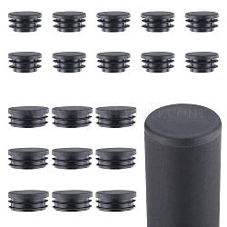Gorgecraft 20Pcs 2 Styles Plastic Hole Plugs, Snap in Hole Plugs, Post Pipe Insert End Caps, for Furniture Fencing, Round, Black, 34.5~40x17~20mm, Inner Diameter: 23~30.5mm, 10pcs/style