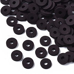 Eco-Friendly Handmade Polymer Clay Beads, Disc/Flat Round, Heishi Beads, Coconut Brown, 6x1mm, Hole: 2mm, about 23500pcs/1000g