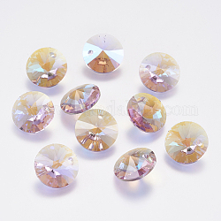 Faceted Glass Rhinestone Charms, Imitation Austrian Crystal, Cone, Violet, 8x4mm, Hole: 1mm