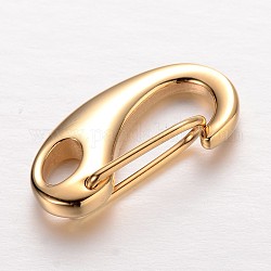 304 Edelstahl-Schlüsselbundverschlusszubehör, Ionenbeschichtung (ip), golden, 15~16x7x4 mm, Bohrung: 2x3 mm