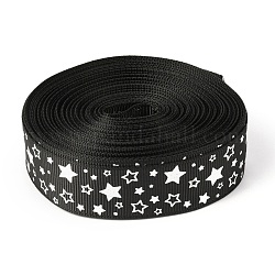 Laser-Polyester-Ripsband, einseitig bedruckt, für Schleifen als Geschenkverpackung, Festival Party Dekoration, Stern-Muster, 7/8 Zoll (22 mm), 10 Meter / Rolle (9.14 m / Rolle)