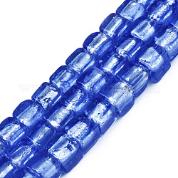 Abalorios hechos a mano de lámina de plata, cubo, azul aciano, 8~9x7.5~9x7.5~9 mmmm, agujero: 1.5 mm, aproximamente 50 pcs / cadena, 16.22 pulgada (41.2 cm)