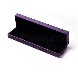 Cajas de plástico de la joya, cubierta de cuero de la PU, Rectángulo, púrpura, 22x5.7x3.4 cm