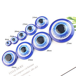 Occhio artigianale in resina, accessori per la fabbricazione di bambole, rotondo e piatto, blu scuro, 16x4.8mm