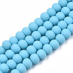 Handmade Polymer Clay Beads Strands, for DIY Jewelry Crafts Supplies, Round, Light Sky Blue, 7x5.5mm, Hole: 1.6mm, about 69pcs/strand, 15.75 inch~16.14 inch(40~41cm)