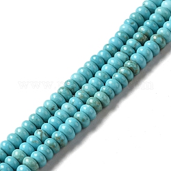 Chapelets de perles en howlite naturelle, teinte, rondelle, turquoise, 4x2mm, Trou: 0.8mm, Environ 201 pcs/chapelet, 15.83 pouce (40.2 cm)