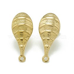304 Stainless Steel Stud Earring Findings, with Loop, Golden, 21.5x9mm, Hole: 1.4mm, Pin: 0.8mm