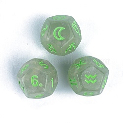 3 pièces ensemble de dés polyédriques acryliques à paillettes constellation, pour les jeux de rôle RPG, polygone, vert de mer foncé, 20mm