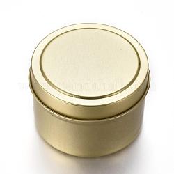 丸い鉄の缶  鉄瓶  化粧品の貯蔵容器  ろうそく  キャンディー  ふた付き  ゴールドカラー  64x45mm