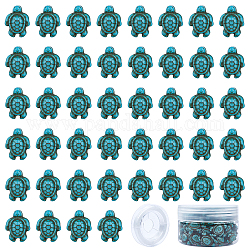 Perles synthétiques turquoise sunnyclue, teinte, tortue, turquoise, 18x14x8mm, Trou: 1mm, 95~100 pcs / boîte