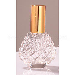Flacon pulvérisateur de parfum en verre vide en forme de coquille, avec couvercle en aluminium, brumisateur fin, or, 7.1x4.7 cm, capacité: 15 ml (0.51 oz liq.)