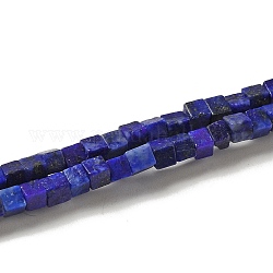 Brins de perles teints en lapis-lazuli naturel, cube, 2~2.5x2.5~3.5x2.5~3mm, Trou: 0.4mm, Environ 157~165 pcs/chapelet, 14.96~15.75'' (38~40 cm)