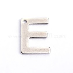 304 acciaio inossidabile fascino della lettera, letter.e, 11x8x0.8mm, Foro: 1 mm