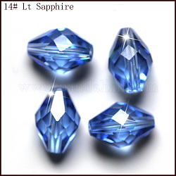 Imitation österreichischen Kristallperlen, Klasse aaa, facettiert, Doppelkegel, Licht Himmel blau, 6x9.5 mm, Bohrung: 0.7~0.9 mm