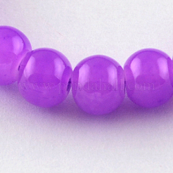 Imitation Jade Glass Beads Strands, Spray Painted, Round, Orchid, 14mm, Hole: 1.3~1.6mm, about 57pcs/strand, 31.4 inch