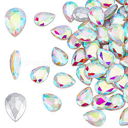Fingerinspire 80 Stück Spitzrücken-Strasse, 0.7x0.5x0.2,{1} cm, Glas-Strasse, Edelsteine, rosa AB-Farbe, tropfenförmige Kristalljuwelen, Verzierungen mit versilberter Rückseite, Glasdiamanten, facettierte Steine zum Basteln